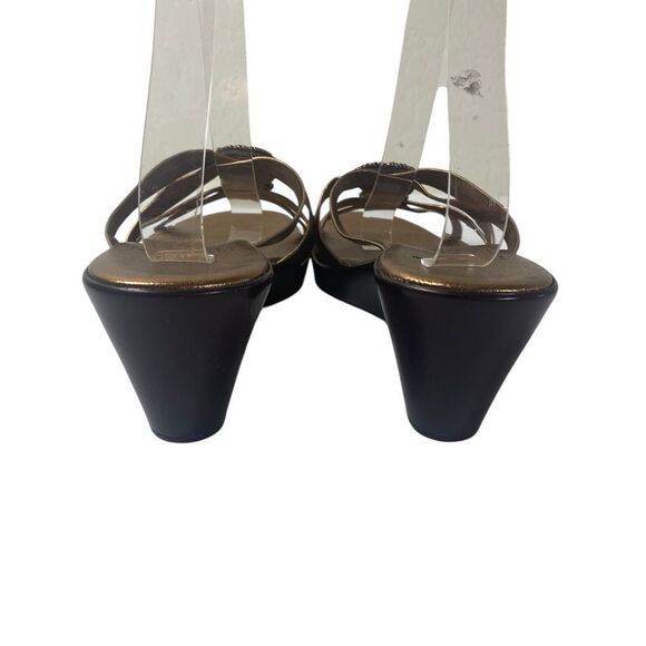Italian Shoemakers 10.5 beaded/ slip on wedge metallic bronze sandals - Picture 6 of 10
